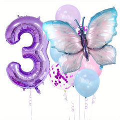 9pcs Large 101 6 Cm Purple Number Aluminum Film Balloon Butterfly