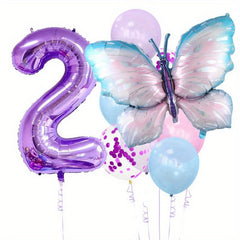 9pcs Large 101 6 Cm Purple Number Aluminum Film Balloon Butterfly