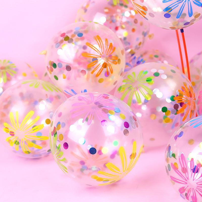 10pcs 12 Inch Chrysanthemum Foam Sequin Latex Balloons Party Decoration