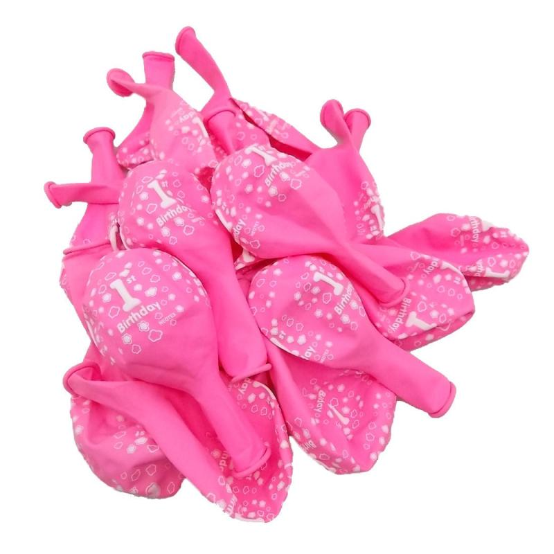 10pcs 1st Birthday Pink Printed Balloon Party Decor