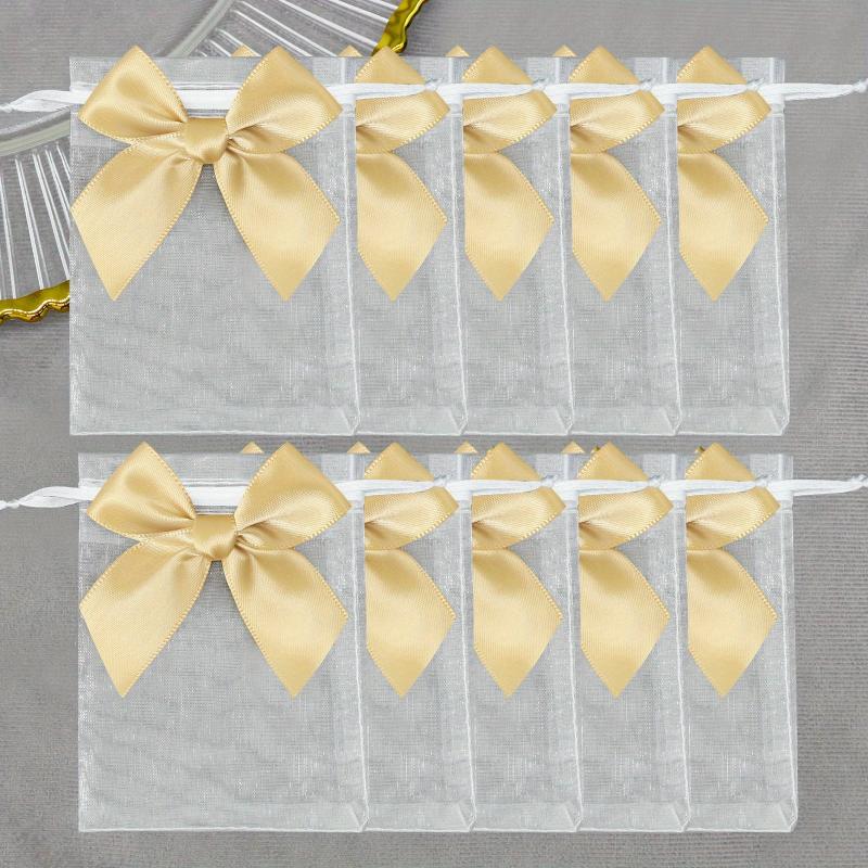 10pcs Organza Bags with Ribbon and Bow for Gift Wrapping