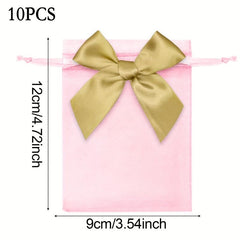 10pcs Organza Bags with Ribbon and Bow for Gift Wrapping