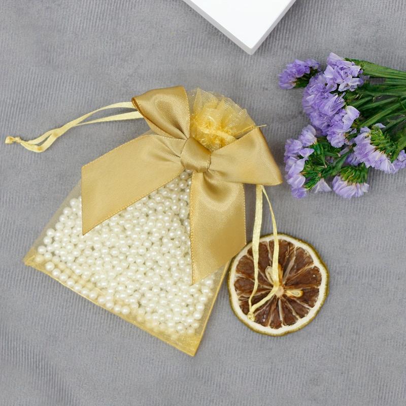10pcs Organza Bags with Ribbon and Bow for Gift Wrapping