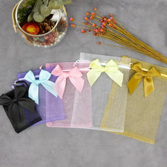 10pcs Organza Bags with Ribbon and Bow for Gift Wrapping