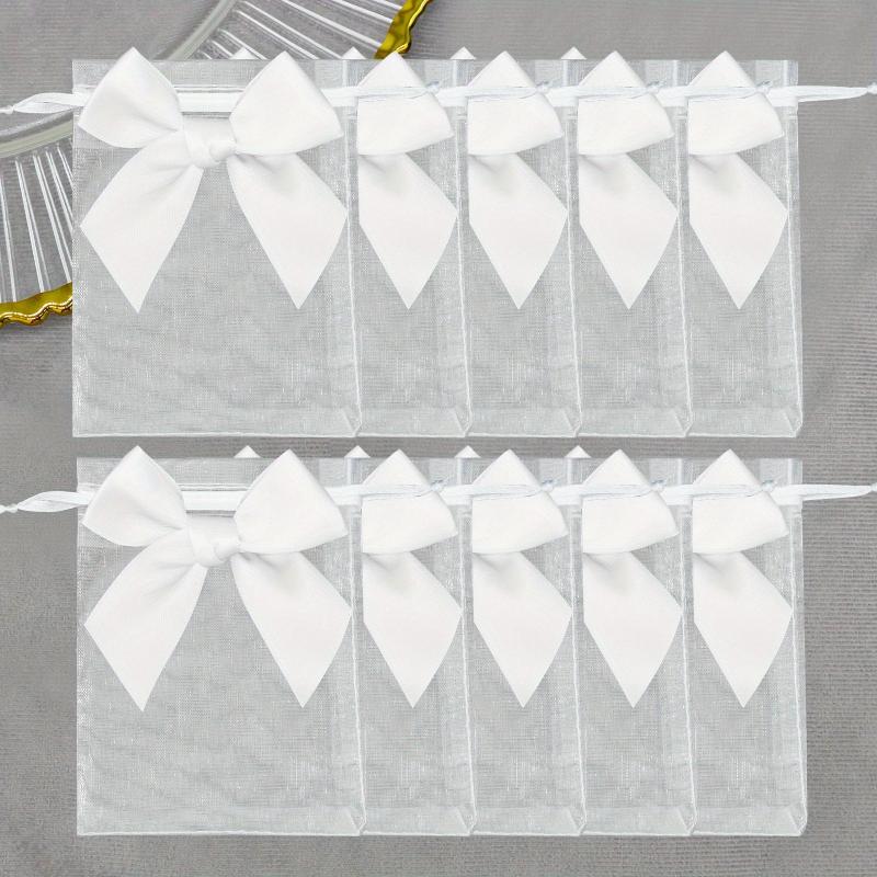 10pcs Organza Bags with Ribbon and Bow for Gift Wrapping