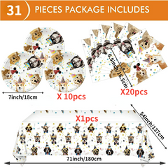 31pcs Dog Birthday Party Supplies Puppy Party Tableware For Decorations