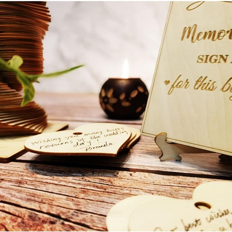 72pcs Wood Heart Guest Book Wedding Decoration Favor Gift