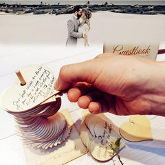 72pcs Wood Heart Guest Book Wedding Decoration Favor Gift