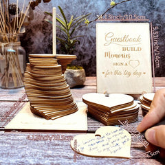 72pcs Wood Heart Guest Book Wedding Decoration Favor Gift