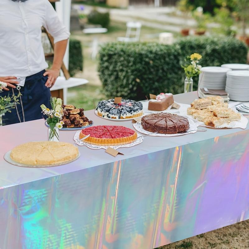 Rainbow Theme Party Tablecloth Aluminum Film Wedding Party Decoration