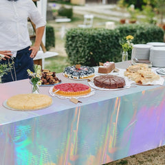 Rainbow Theme Party Tablecloth Aluminum Film Wedding Party Decoration