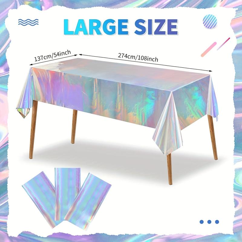 Rainbow Theme Party Tablecloth Aluminum Film Wedding Party Decoration