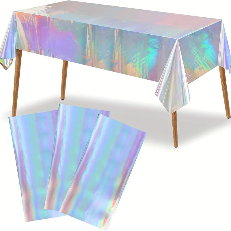 Rainbow Theme Party Tablecloth Aluminum Film Wedding Party Decoration