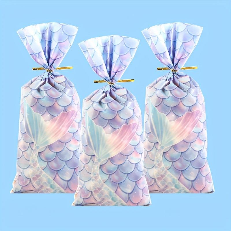 20pcs Mermaid Scale Party Tie Gift Bags Candy Cookie Party Supplies