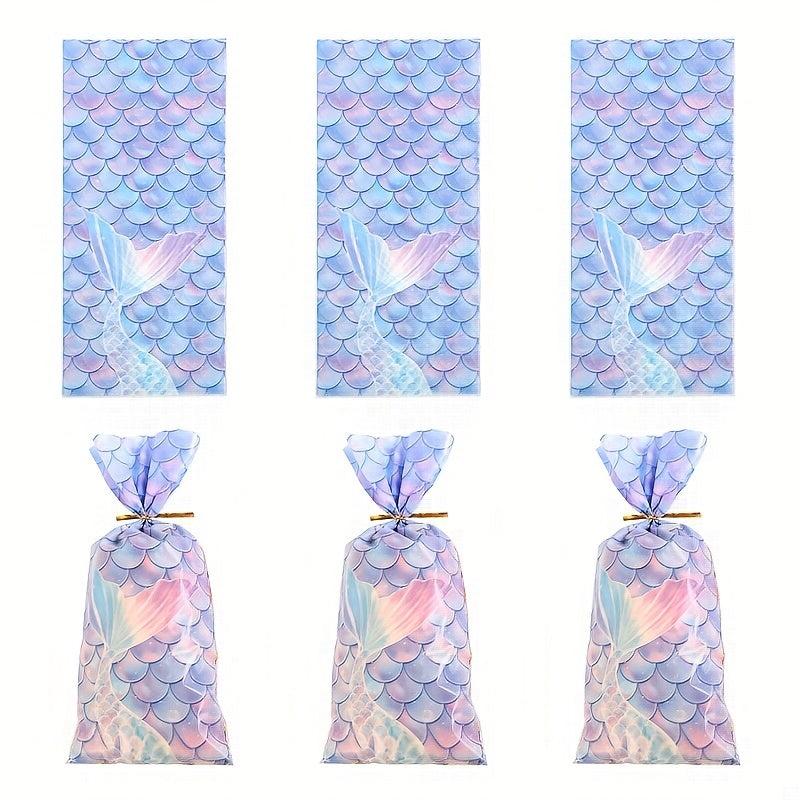 20pcs Mermaid Scale Party Tie Gift Bags Candy Cookie Party Supplies
