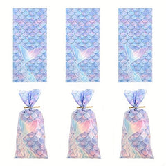 20pcs Mermaid Scale Party Tie Gift Bags Candy Cookie Party Supplies