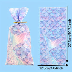 20pcs Mermaid Scale Party Tie Gift Bags Candy Cookie Party Supplies