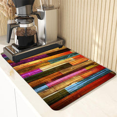 Colorful Geometric Dish Drying Mat Water Absorbing And Draining Pad