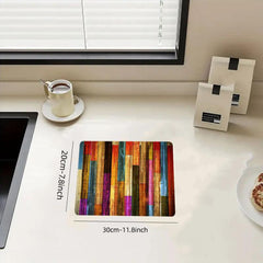 Colorful Geometric Dish Drying Mat Water Absorbing And Draining Pad