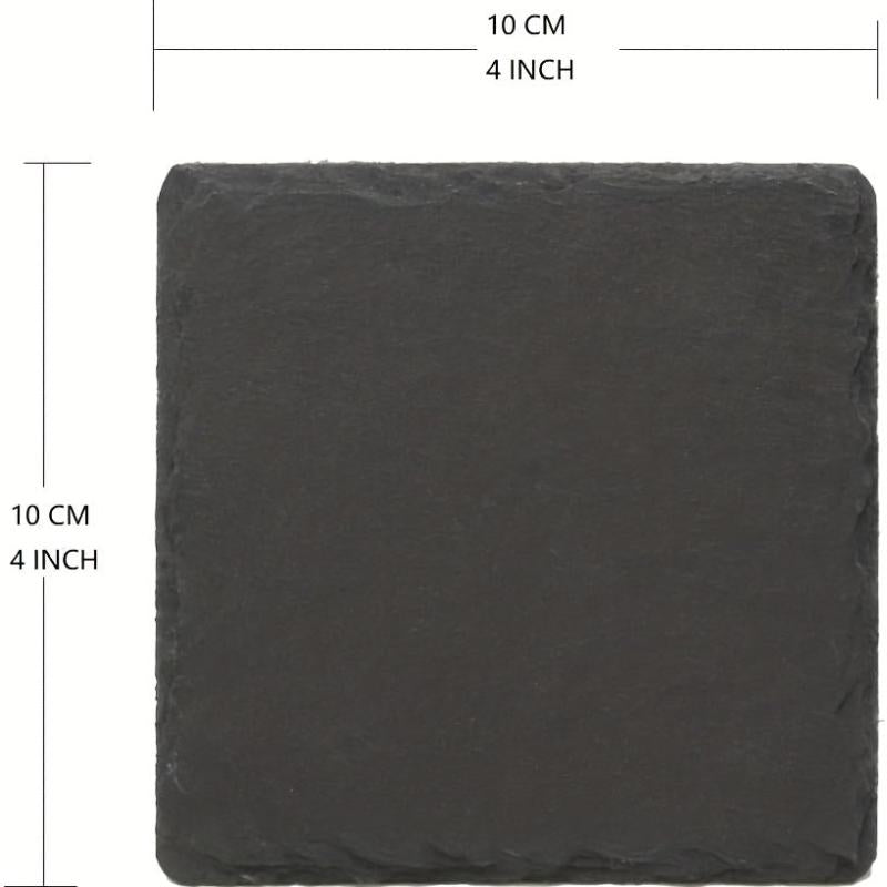 12pcs Slate Coasters Set Heat Insulation Mat Stone Coasters