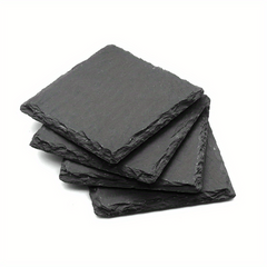 12pcs Slate Coasters Set Heat Insulation Mat Stone Coasters