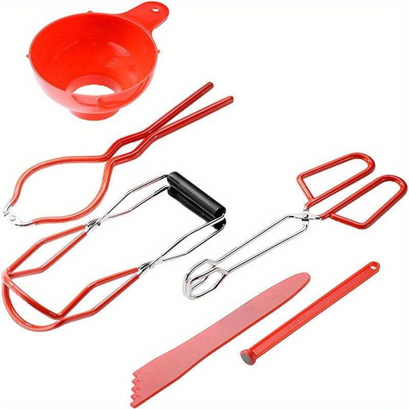 6pcs Canning Kit: Funnel, Lifter, Wrench, Lid Lifter, Tongs