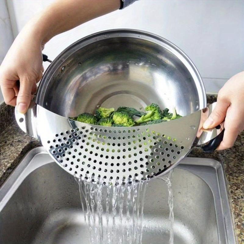 2pcs Stainless Steel Pot Strainer Hand Held Drainer for Noodles Pasta Veggies