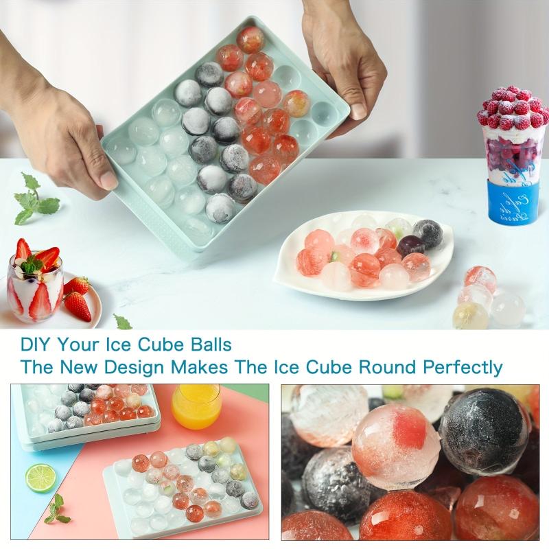 Round Ice Cube Tray Set - 33 Grids, Household Ice Maker with Lid