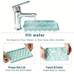Round Ice Cube Tray Set - 33 Grids, Household Ice Maker with Lid
