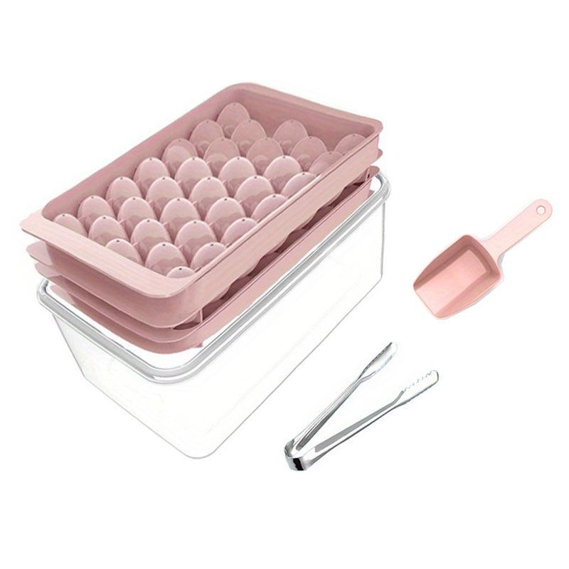 Round Ice Cube Tray Set - 33 Grids, Household Ice Maker with Lid