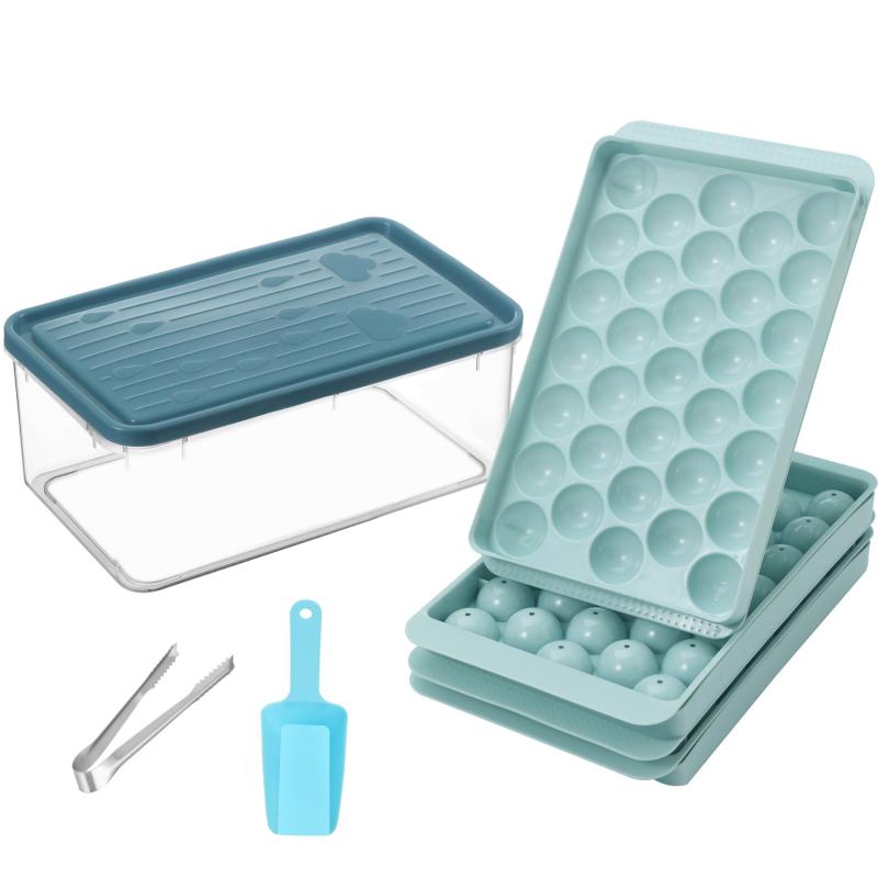 Round Ice Cube Tray Set - 33 Grids, Household Ice Maker with Lid