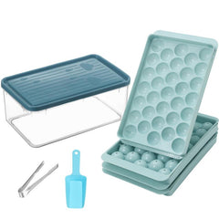 Round Ice Cube Tray Set - 33 Grids, Household Ice Maker with Lid