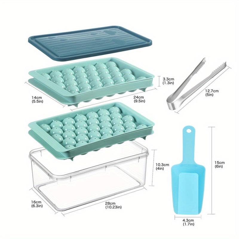 Round Ice Cube Tray Set - 33 Grids, Household Ice Maker with Lid