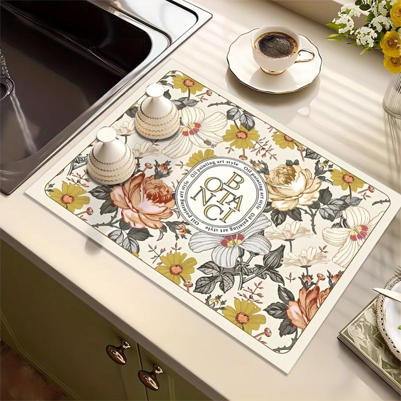 Absorbent Dish Drying Pad Soft Diatom Mud Drain Mat