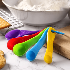 Kitchen Measuring Spoons Set Plastic Stackable Small Tablespoon Graduated