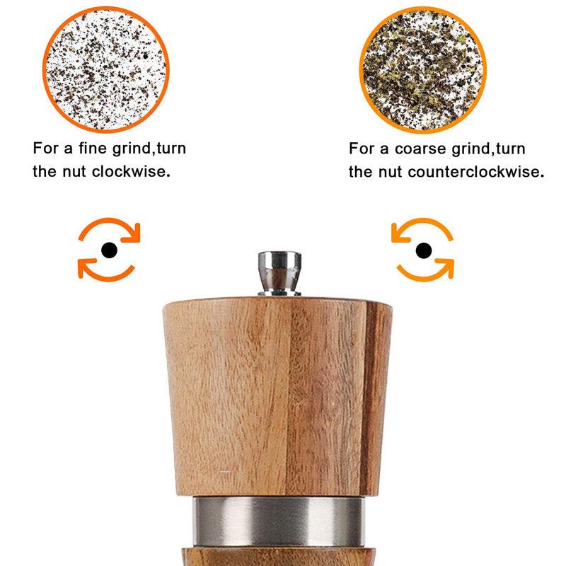 Wooden Spice Grinder Manual Sea Salt Mill Spice Crusher