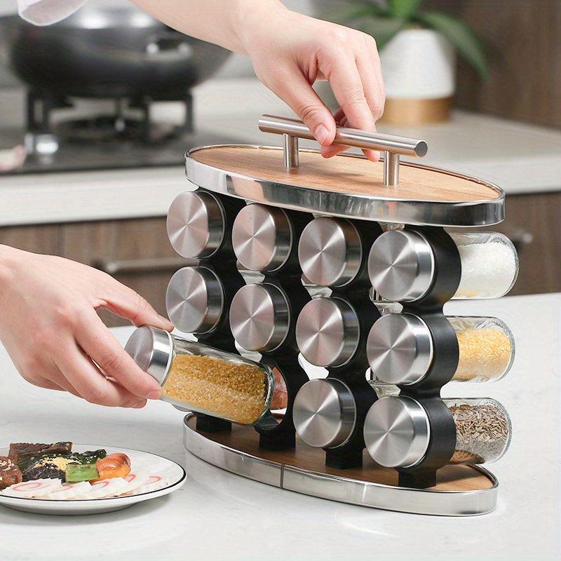 12pcs Spice Rack & Seasoning Organizer for Countertop/Cabinet
