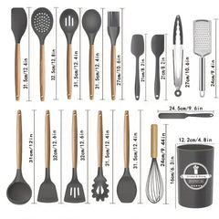 17pcs Silicone Kitchen Utensils Set Non-stick Heat Resistant Cooking Spatula