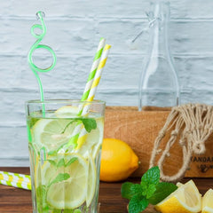50 Yellow Biodegradable Paper Straws for Cocktails, Milkshakes, Coffee