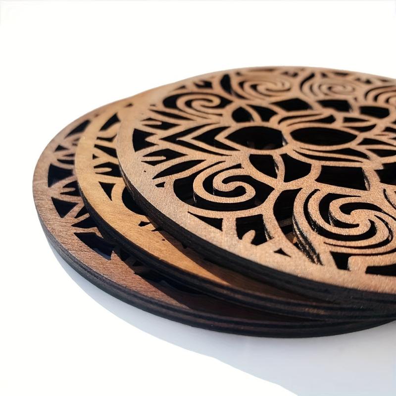 Wooden Lotus Coaster Cup Pad Mat Chakra Yoga Meditation Decor