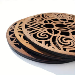 Wooden Lotus Coaster Cup Pad Mat Chakra Yoga Meditation Decor