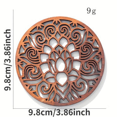 Wooden Lotus Coaster Cup Pad Mat Chakra Yoga Meditation Decor