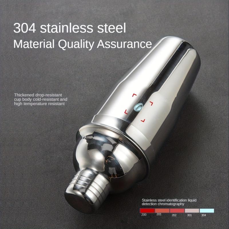 5pcs Stainless Steel Cocktail Shaker Set with Jigger, Strainer, Tongs, Spoon