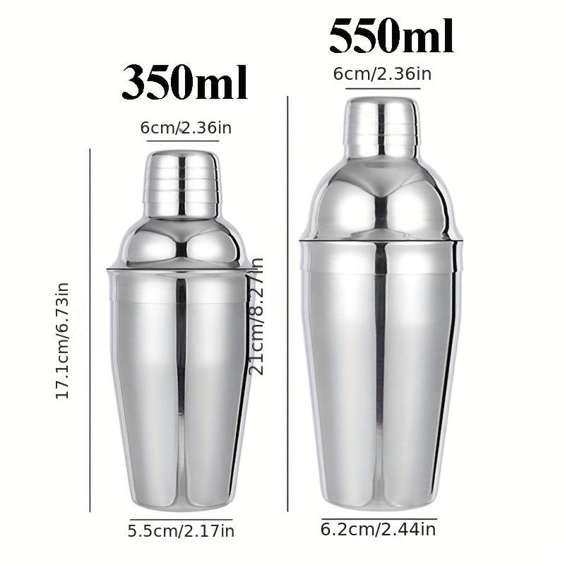 5pcs Stainless Steel Cocktail Shaker Set with Jigger, Strainer, Tongs, Spoon