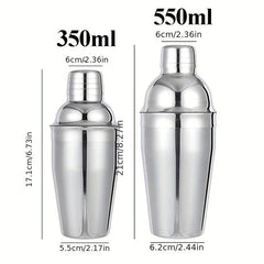 5pcs Stainless Steel Cocktail Shaker Set with Jigger, Strainer, Tongs, Spoon