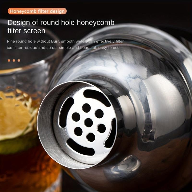 5pcs Stainless Steel Cocktail Shaker Set with Jigger, Strainer, Tongs, Spoon