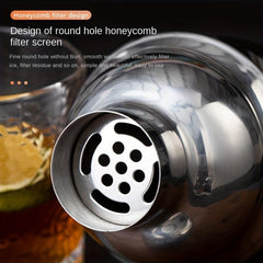 5pcs Stainless Steel Cocktail Shaker Set with Jigger, Strainer, Tongs, Spoon
