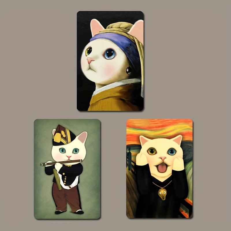 3pcs Funny Pearl Cat Refrigerator Magnets for Home Gift Decoration
