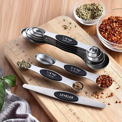 8pcs Stainless Steel Magnetic Double Head Measuring Spoon Set