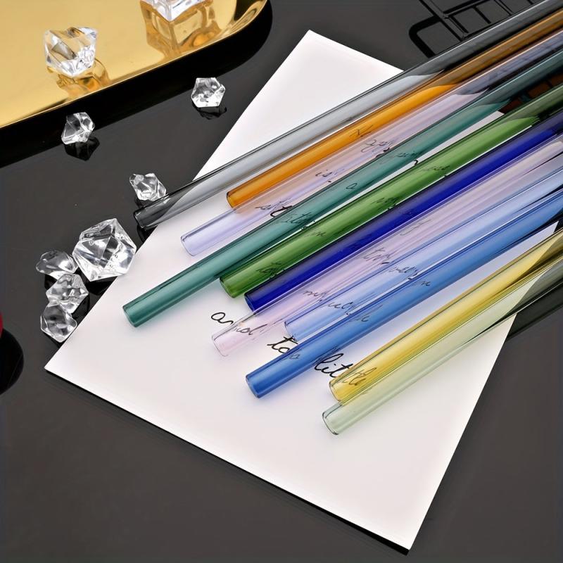 Glass Straw Transparent Heart Straw With Cleaning Brush Reusable Straw